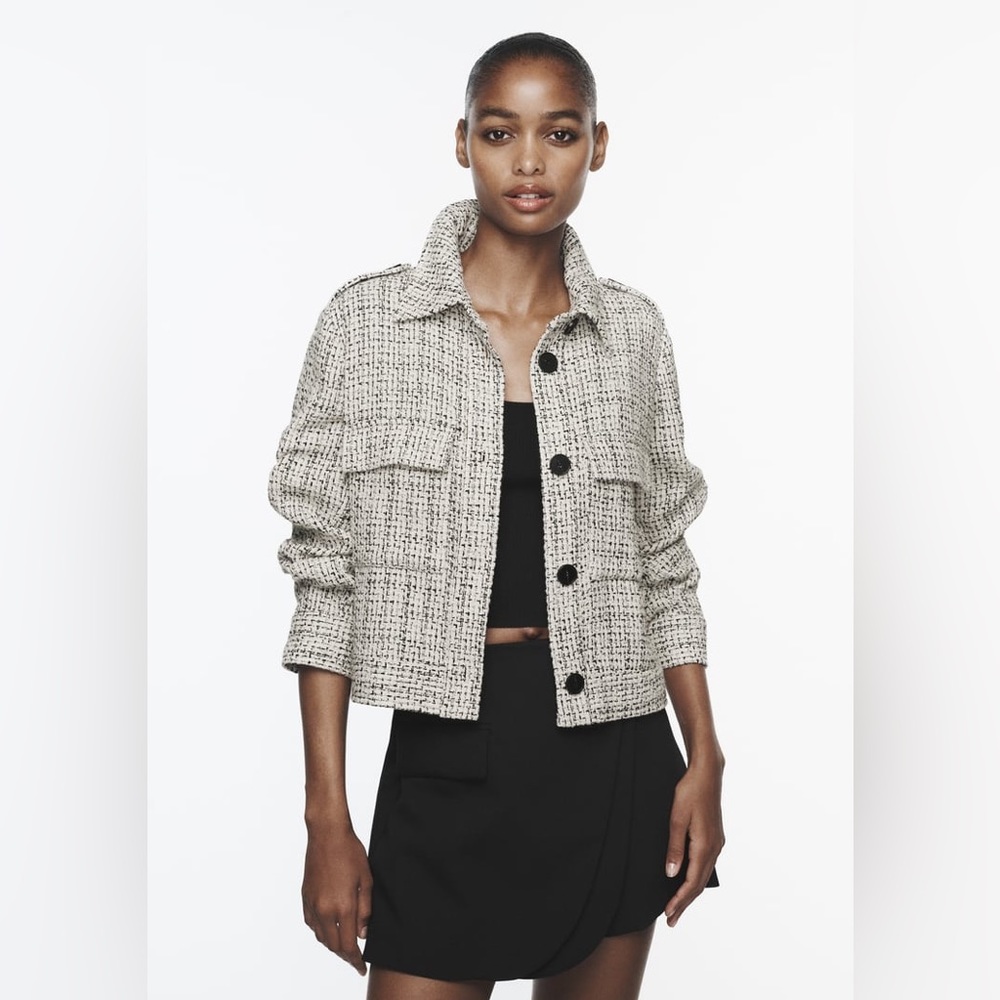 Zara tweed cropped jacket NWT